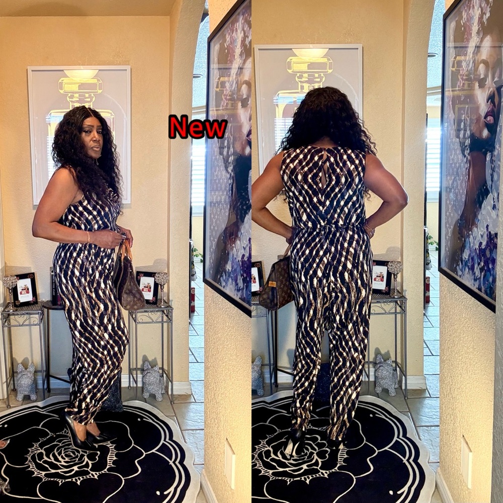 Bold Elements Black And Cream Patterned Jumpsuit - image 4